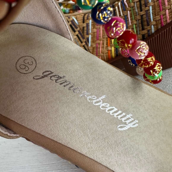 New Getmorebeauty Rainbow Beaded Braided wedge Sandals Woman’s EU36 US5 - Picture 11 of 12